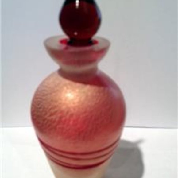 Mouth Blown Red Fire Perfume Bottle J75 NEW - Picture 2 of 8